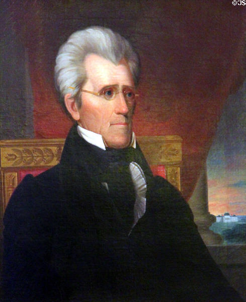 Portrait of Andrew Jackson (c1830) by Ralph E.W. Earl in Tennessee period parlor at DAR Memorial Continental Hall. Washington, DC.