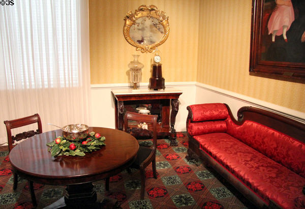 Alabama period parlor (1835-40) with Mahogany center table (1825-35) from Boston at DAR Memorial Continental Hall. Washington, DC.