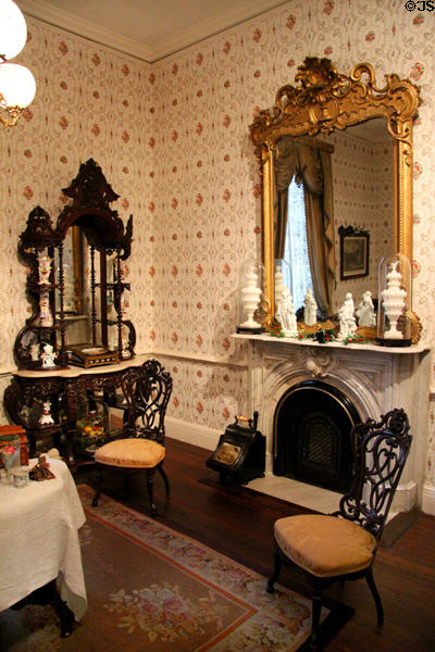 Missouri period parlor (1855-65) in Rococo Revival style with étagère (19thC) & fireplace at DAR Memorial Continental Hall. Washington, DC.