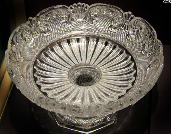 Pressed glass footed bowl (c1850) by Boston & Sandwich Glass Co., Sandwich, MA at DAR Memorial Continental Hall Museum. Washington, DC.