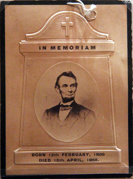 Lincoln mourning card at House Where Lincoln Died. Washington, DC.