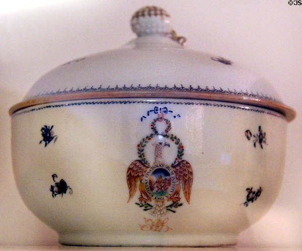 Covered bowl with eagle of Society of the Cincinnati at Anderson House Museum. Washington, DC.
