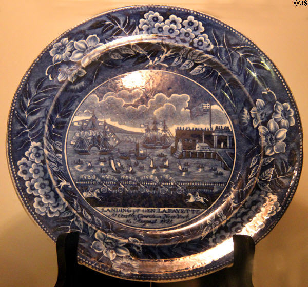 Plate commemorating landing of Lafayette at Castle Clinton New York on Aug. 16, 1821 at Anderson House Museum. Washington, DC.