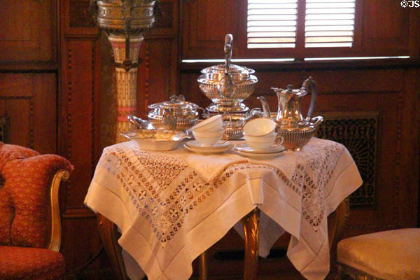 Tea service in sitting room at Christian Heurich Mansion. Washington, DC.