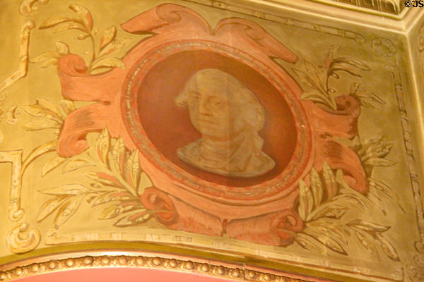 George Washington mural portrait in front room at Christian Heurich Mansion. Washington, DC.