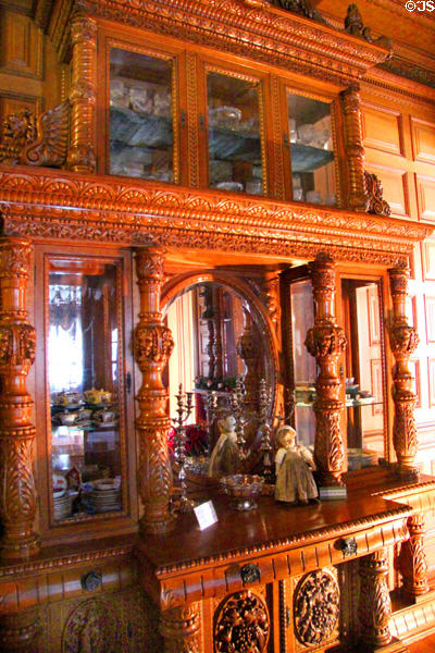 Dining room carved sideboard by August Grass at Christian Heurich Mansion. Washington, DC.