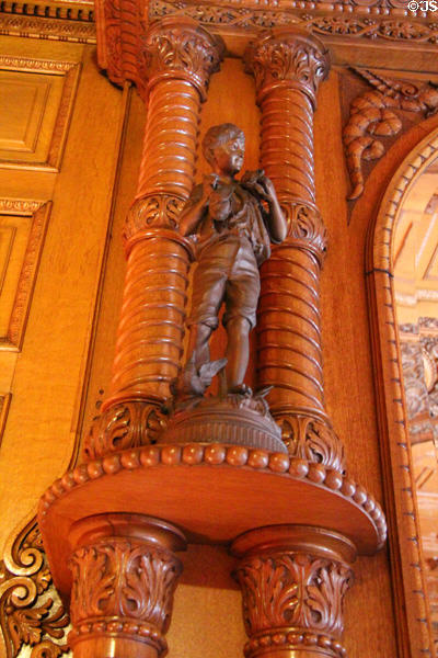 Dining room carving of young boy at Christian Heurich Mansion. Washington, DC.