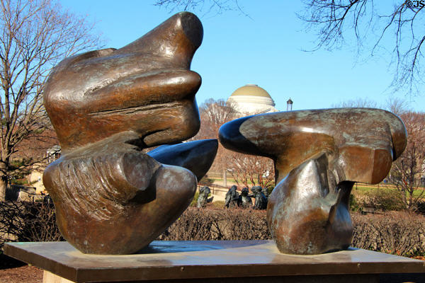 Two-Piece Reclining Figure: Points bronze sculpture (1969-70) by Henry Moore at Hirshhorn Museum Sculpture Garden. Washington, DC.