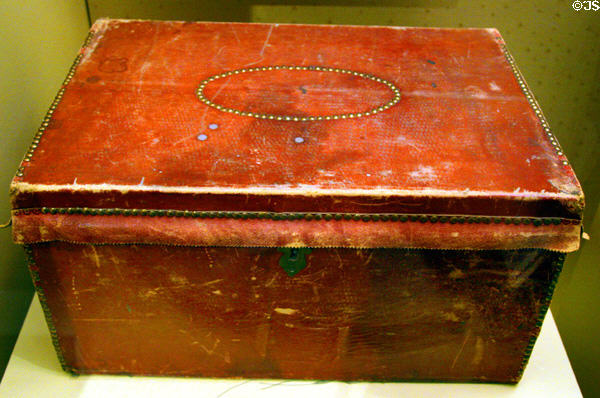 Small trunk used by George Washington to store papers of the Constitutional Convention of 1787 at National Museum of American History. Washington, DC.