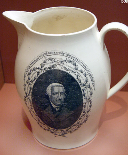 James Madison (sic), President of the United States ceramic pitcher (c1809) National Museum of American History. Washington, DC.