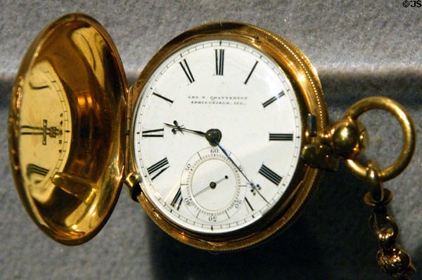 Abraham Lincoln's pocket watch (1850s) purchased by Lincoln from Geo. W Chatterton in Springfield, Ill. at National Museum of American History. Washington, DC.