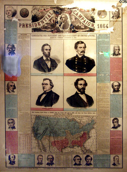 Broadsheet poster summary of Presidential campaign (1864) at National Museum of American History. Washington, DC.