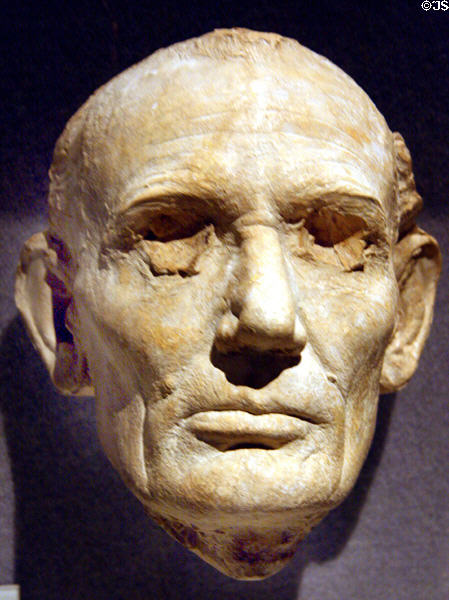 Plaster life mask of Abraham Lincoln (April 1860) by Leonard Volk at National Museum of American History. Washington, DC.