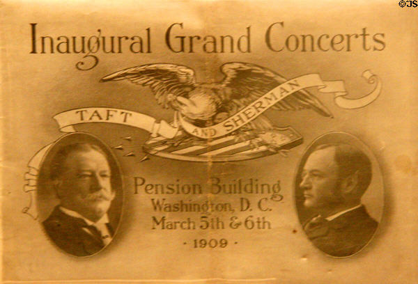William Howard Taft & James Schoolcraft Sherman Inaugural concert program (March 5&6, 1909) at National Museum of American History. Washington, DC.