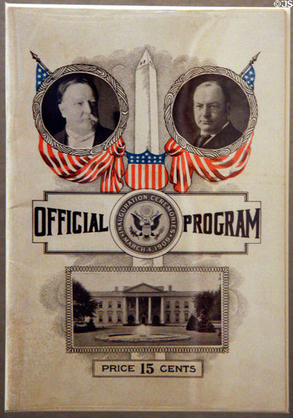 William Howard Taft & James Schoolcraft Sherman Inaugural Official Program (March 4, 1909) at National Museum of American History. Washington, DC.