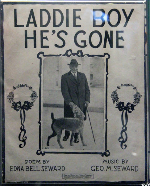 Laddie Boy He's Gone sheet music (1923) mourns Warren G. Harding at National Museum of American History. Washington, DC.
