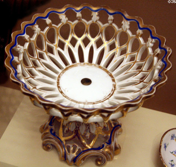Porcelain fruit basket (1853) used by Franklin & Jane Pierce, purchased from Haughwout & Dailey of New York at National Museum of American History. Washington, DC.