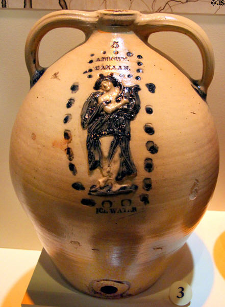 Goddess stoneware water cooler (1822) by A. Drown of Troy, NY at National Museum of American History. Washington, DC.