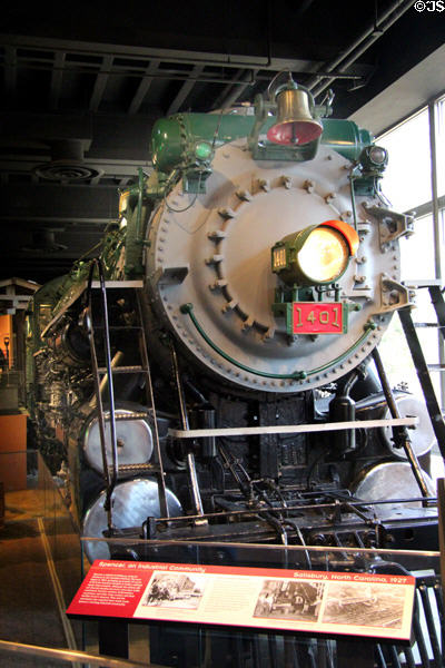 Nose of Southern Railway Ps-4 class steam locomotive #1401 (1926) at National Museum of American History. Washington, DC.