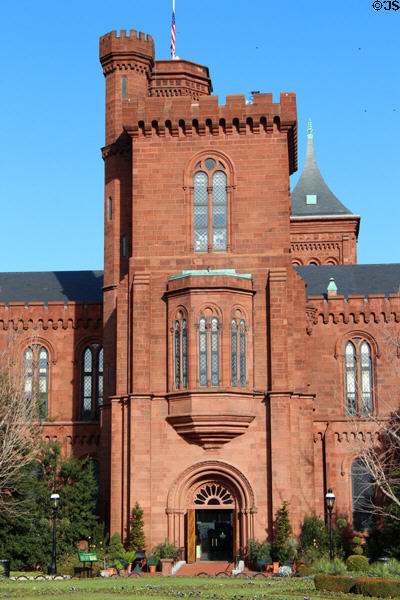 Gothic Revival & Romanesque facade of Smithsonian Castle. Washington, DC.