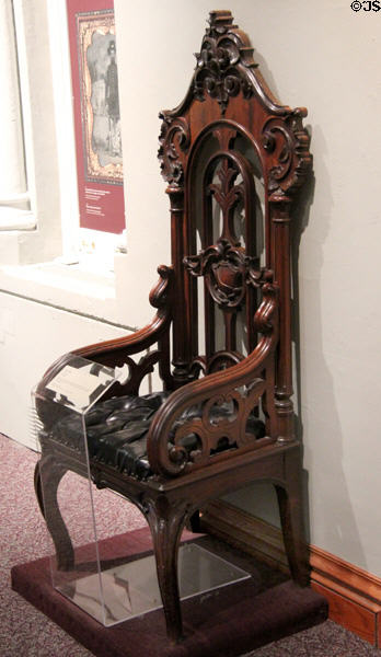 Rosewood arm chair (c1860) by Moore & Campion of Philadelphia at Smithsonian Castle. Washington, DC.