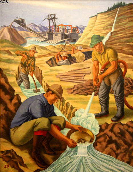 Placer Mining for Gold painting (1938) by Ernest Fiene at Interior Department. Washington, DC.
