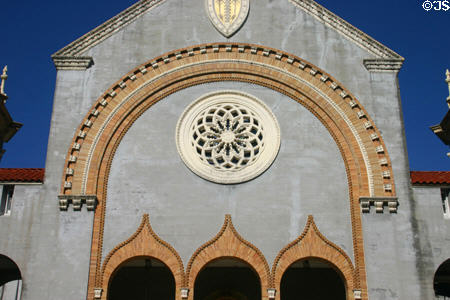 Arches in facade of Memorial Presbyterian Church. St Augustine, FL.