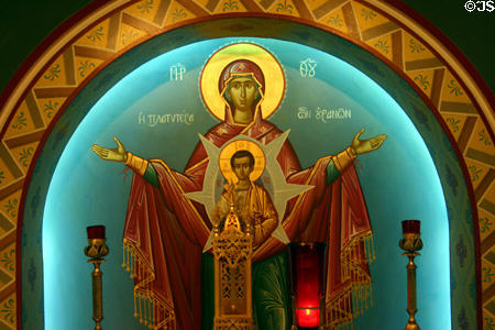 Alter painting in Saint Photios Greek Orthodox National Shrine (41 Saint George St.). St Augustine, FL.