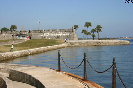 Castillo de San Marcos Spanish fort (1672-95) now run by the National Park Service guards Matanzas Inlet. St Augustine, FL. On National Register.