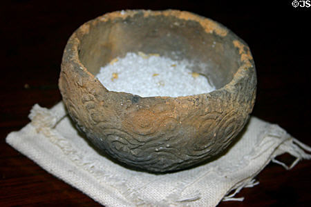 Indian pottery bowl with salt in The Oldest House. St Augustine, FL.