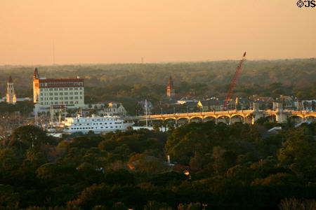 View to St. Augustine & Bridge of Lions from top of Lighthouse. St Augustine, FL.