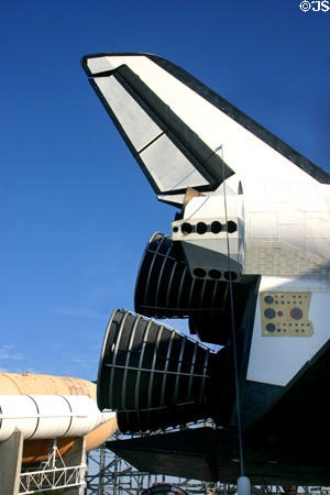 Tail of Space Shuttle model at Kennedy Space Center. FL.