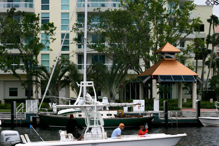 Pleasure craft on the New River. Fort Lauderdale, FL.