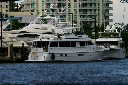 Luxury boats on New River. Fort Lauderdale, FL.