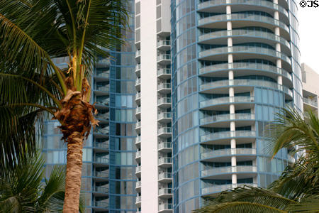 Curved surfaces of Las Olas River House. Fort Lauderdale, FL.