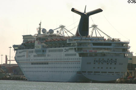 Fascination cruise ship in port. Miami, FL.