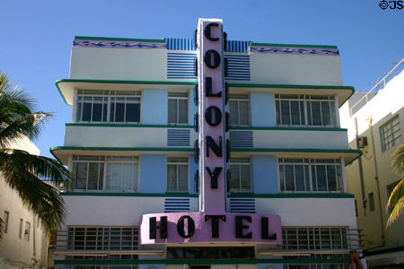 Colony Hotel (1935) (736 Ocean Dr.). Miami Beach, FL. Architect: Henry Hohauser.