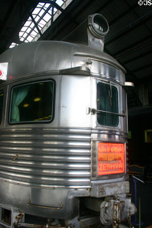 California Zephyr dome car at end of streamlined train at Gold Coast Railroad Museum. Miami, FL.