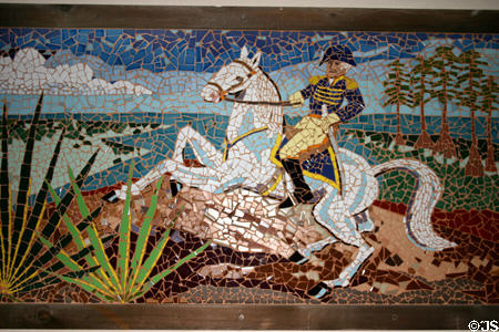Andrew Jackson shopping center mosaic mural commemorates him as first governor of Florida territory. Orlando, FL.