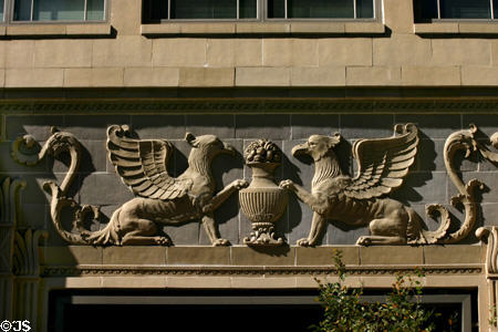 Pair of griffins carve on First National Bank. Orlando, FL.