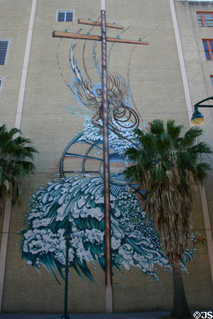 Southern Bell AT&T Building (1925) (45 North Magnolia Ave.) with Wave of Communication mural (1997) by Don Reynolds. Orlando, FL.