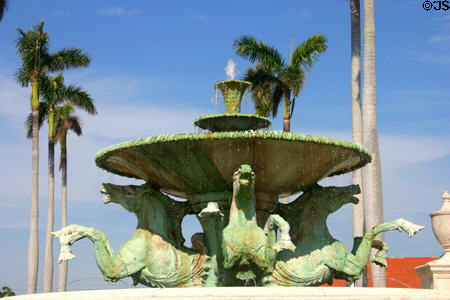 Mizner Fountain beside Palm Beach Town Hall. Palm Beach, FL.
