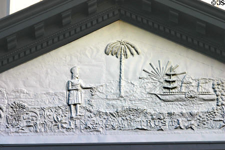 Florida state seal in pediment of old State Capitol. Tallahassee, FL.