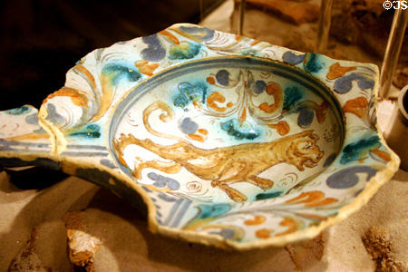 Pottery barber's bowl recovered from Spanish shipwreck in Museum of Florida History. Tallahassee, FL.