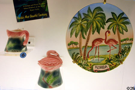 Souvenir flamingo pottery (c1950s) in Museum of Florida History. Tallahassee, FL.