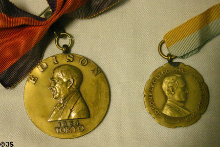 Two medals of Thomas Edison for Tokyo (1965) & Electric Light Co., Philadelphia (1889-1914). Fort Myers, FL.