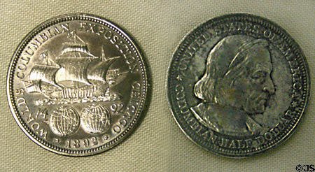 Columbus 50 cent USA coins for World's Columbian Exposition Chicago (1892). Fort Myers, FL.