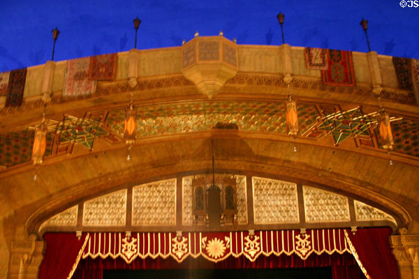Proscenium arch hung with Persian carpets in Fox Theatre. Atlanta, GA.
