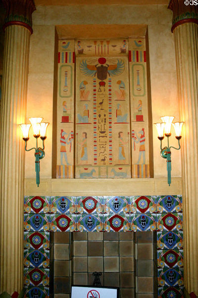 Egyptian-style fireplace in washroom of Fox Theatre. Atlanta, GA.