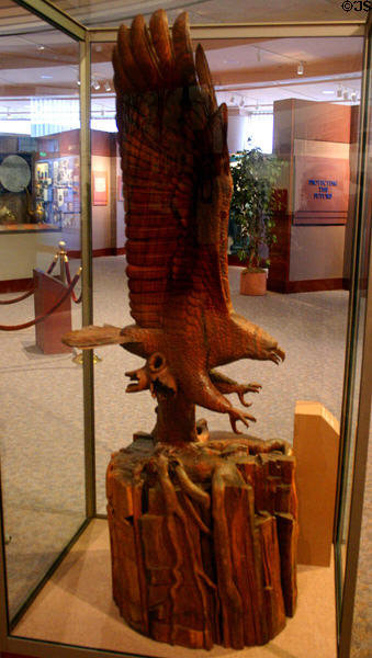 Eagle wood carving (1989) by Charles & Linda Widmer in Jimmy Carter Presidential Museum. Atlanta, GA.